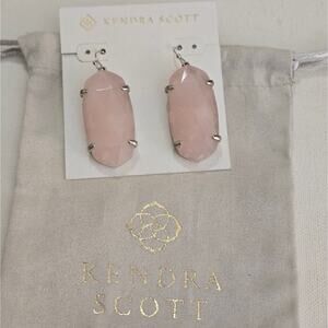 Kendra Scott Esme Rhodium and Rose Quartz EARRINGS‎ New